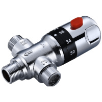 品牌直营> 二进一出分水器明装三通角阀感应龙头小厨宝热水器混水阀冷热开关安心抵