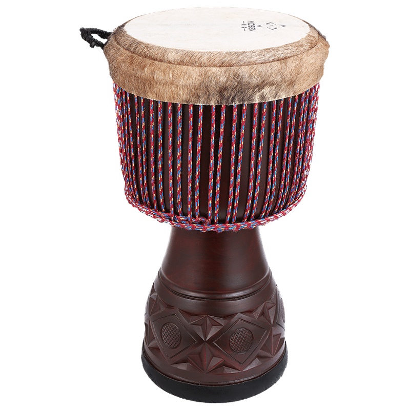 莫森(MOSEN)14英寸非洲鼓 进口桃花芯木精品翻毛羊皮面手鼓 实木雕刻打磨舞台表演级大师鼓免调音