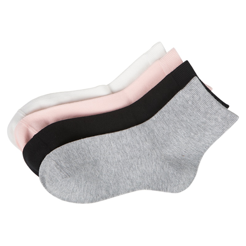 苏宁极物 5双装同色 女士纯色精梳棉吸汗中筒袜子中筒袜棉袜