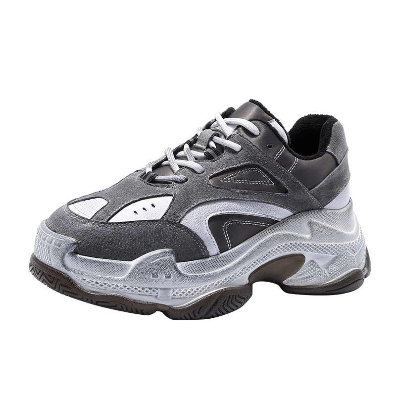 马克华菲女士老爹鞋女鞋女运动鞋加绒女鞋牛反绒平底百搭休闲擦脏女鞋