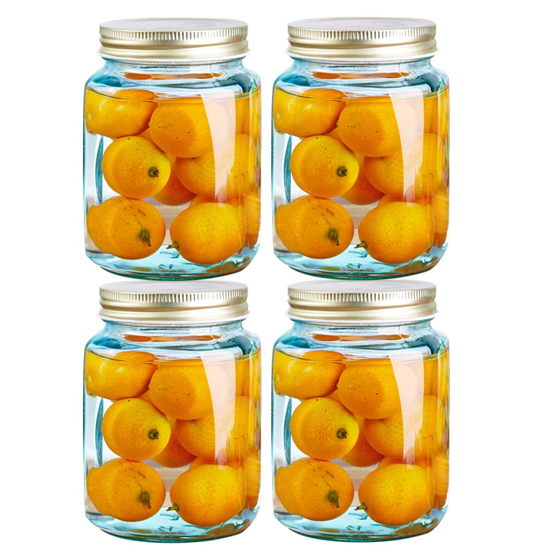 Scybe喜碧 莫格玻璃密封罐500ml加厚储物罐带盖果酱瓶腌菜罐柠檬蜂蜜瓶 四只装