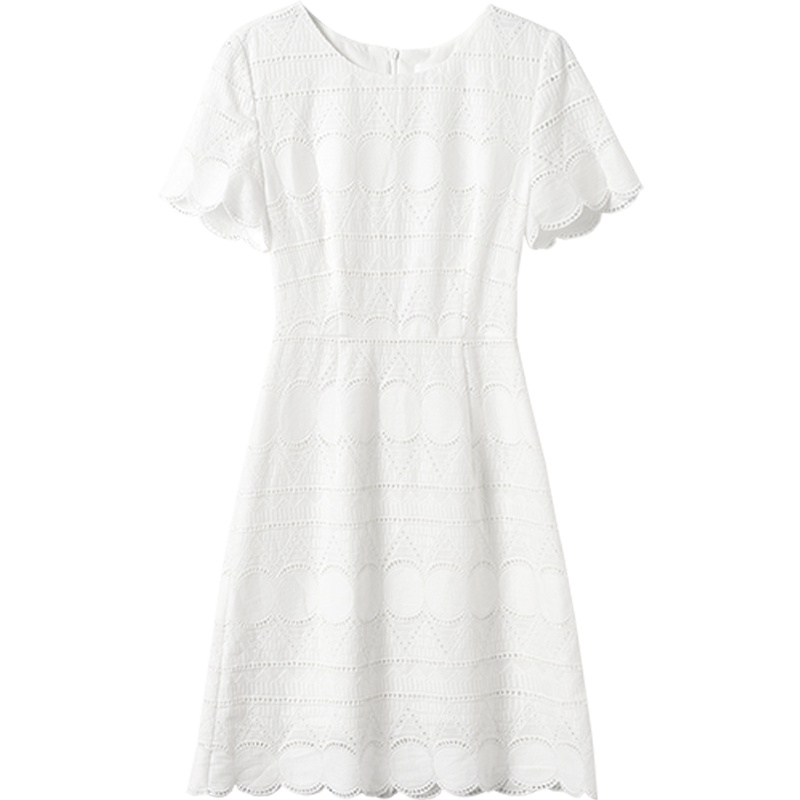 OSA欧莎白色刺绣蕾丝连衣裙2019新款高端优雅名媛气质裙子女夏季