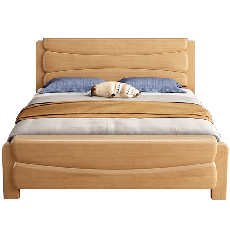 欧宝美北欧床实木床单人床现代简约主卧双人床框架款