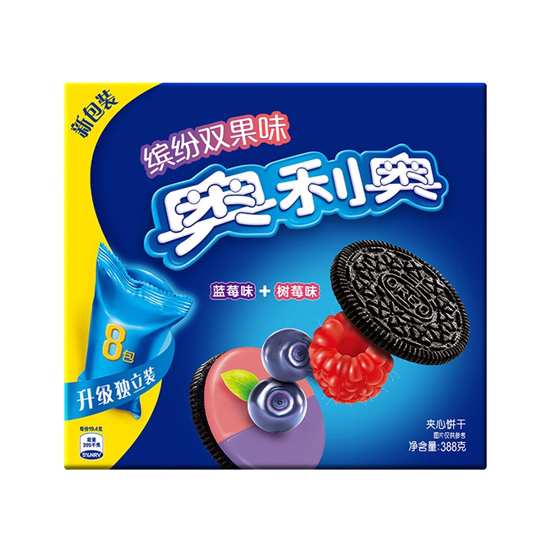 亿滋奥利奥(OREO) 夹心饼干 零食 缤纷双果味(蓝莓味+树莓味)388g