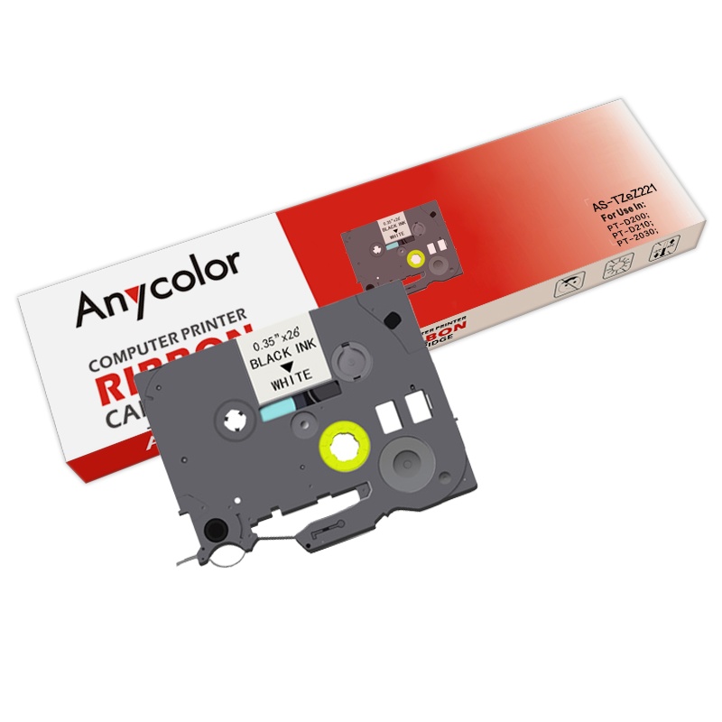 欣彩 TZe-Z221标签机色带 带芯片 9mm白底黑字 适用兄弟PT-E115标签纸打印机PT-D200 550W