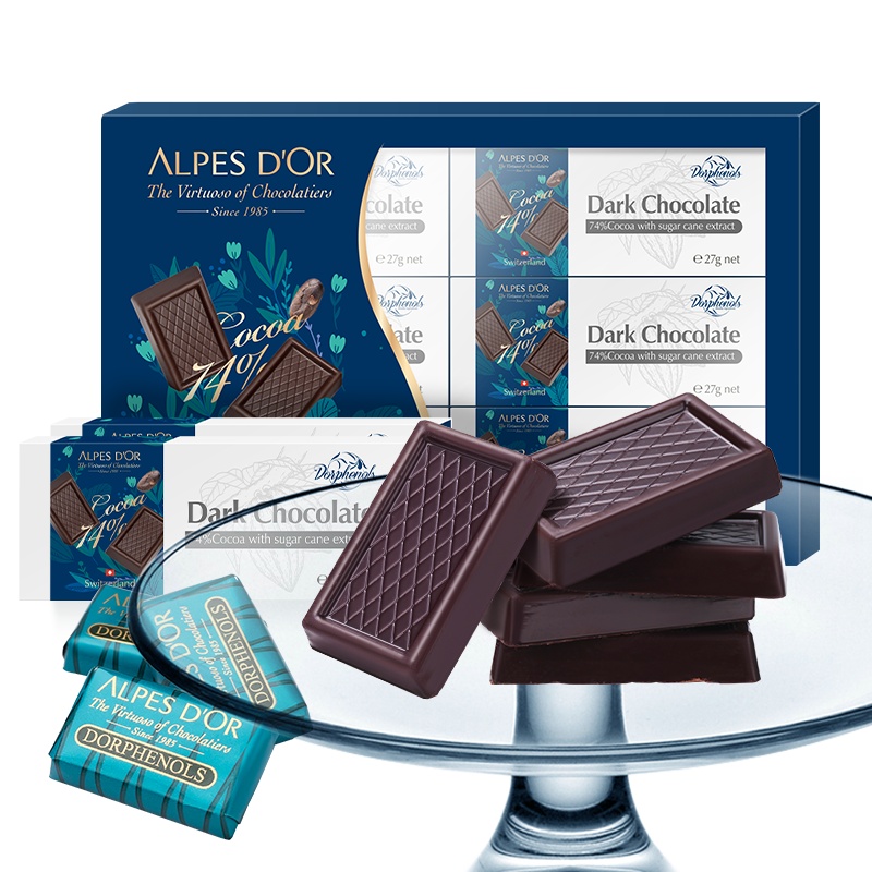 瑞士进口 爱普诗多菲诺74%可可黑巧克力礼盒 含多酚每日黑巧克力 订单厂家会在24小时内从浙江宁波发货