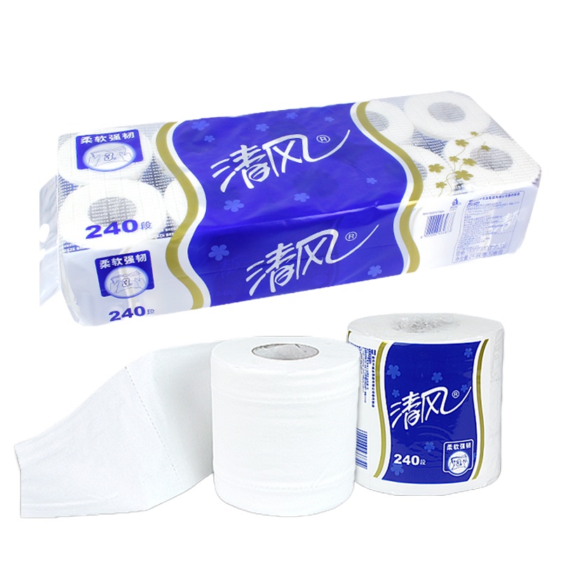 清风 B22AA5 卷纸275段平纹三层小卷纸卷筒卫生纸巾100包装