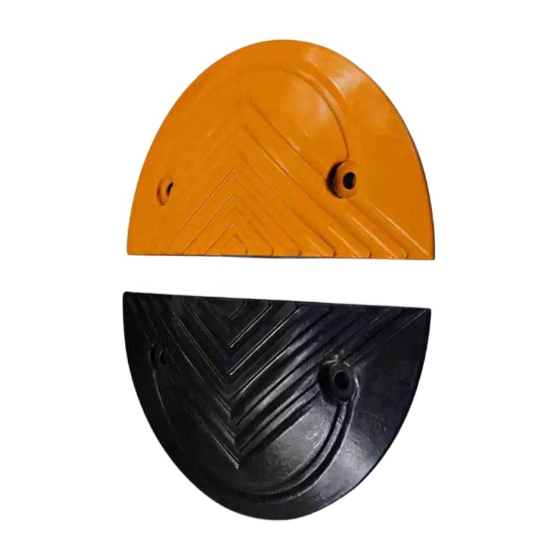 橡胶减速带人字形公路减速板道路减速带交通设施汽车缓冲带 50mm高圆头一对