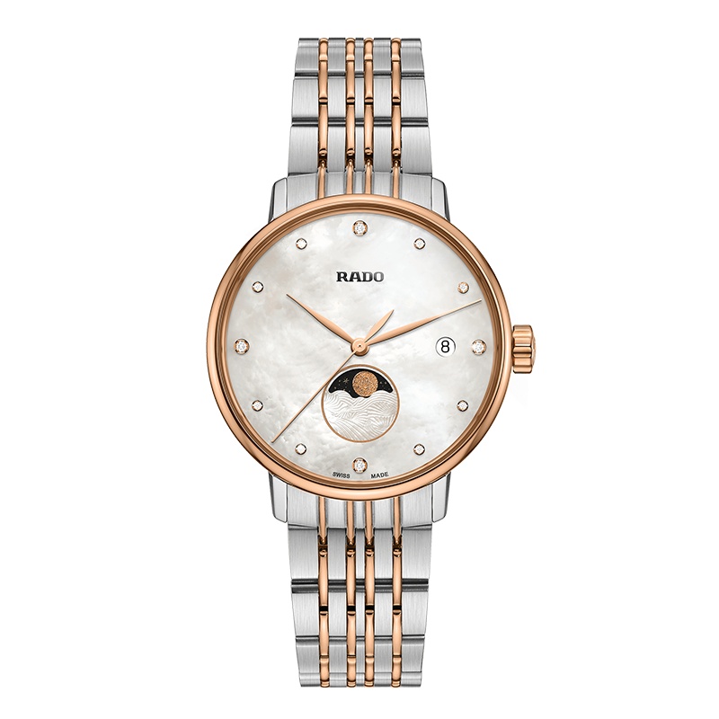 雷达(RADO)瑞士手表 晶璨系列时尚优雅石英女表 34mm贝母盘间金钢带 R22883923