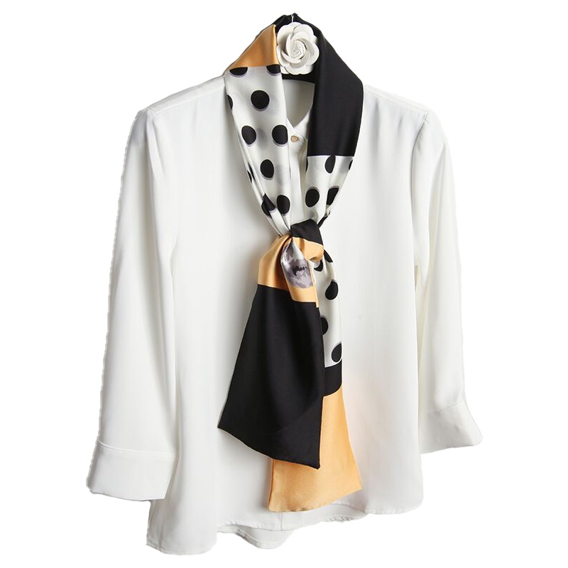 上海故事春秋新款韩版百搭细窄长条小丝巾女士装饰头巾领巾长飘带