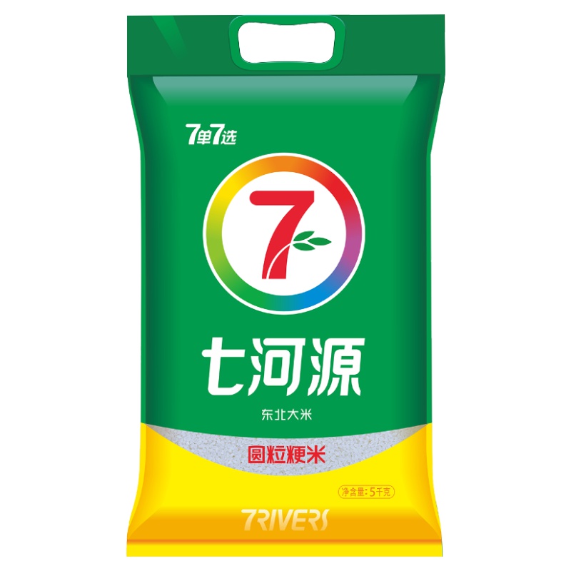 七河源 圆粒粳米5kg 东北大米 新米 粥米 焖饭 寿司米