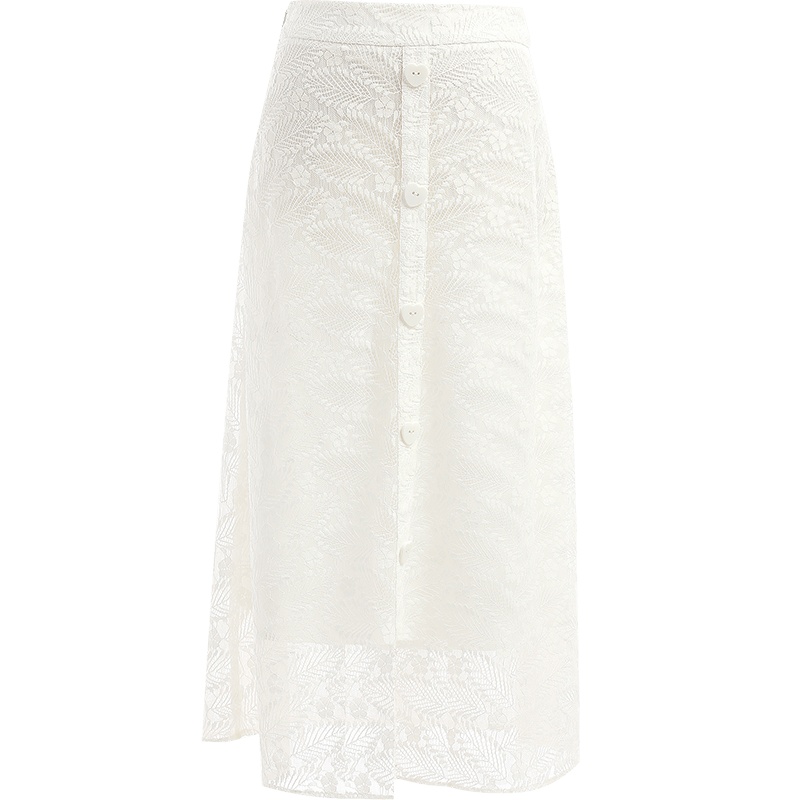 欧昵雪夏季气质高腰镂空蕾丝半身裙女显瘦一步a字包臀裙