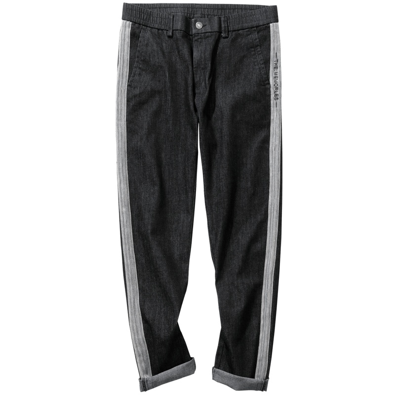 千纸鹤男装裤子男2019秋季新款时尚宽松直筒休闲牛仔裤男裤80207