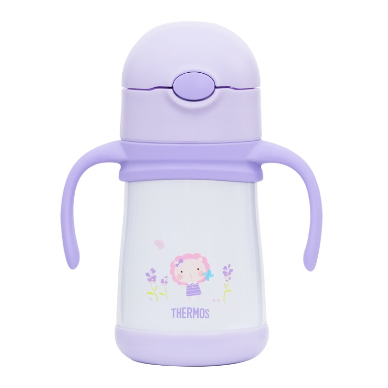 膳魔师(THERMOS)保温杯FFH-293L儿童吸管杯316L不锈钢双盖多用290ML学饮杯礼盒装防滑底座家用/通用