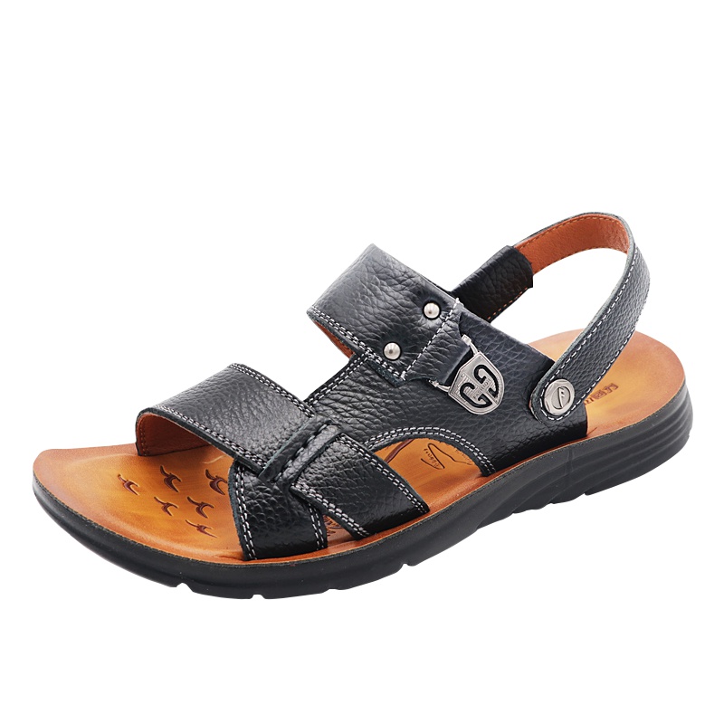 回力夏季凉鞋男沙滩鞋男潮休闲软底真皮皮凉拖鞋男士两用凉鞋 WXL-3299