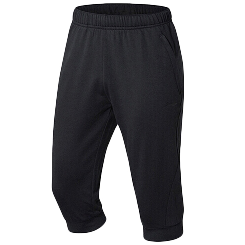 李宁薄款凉爽针织梭织运动裤七分裤