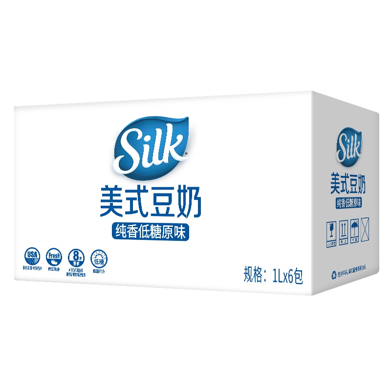 植朴磨坊Silk美式豆奶纯香低糖原味利乐包1000ml×6包