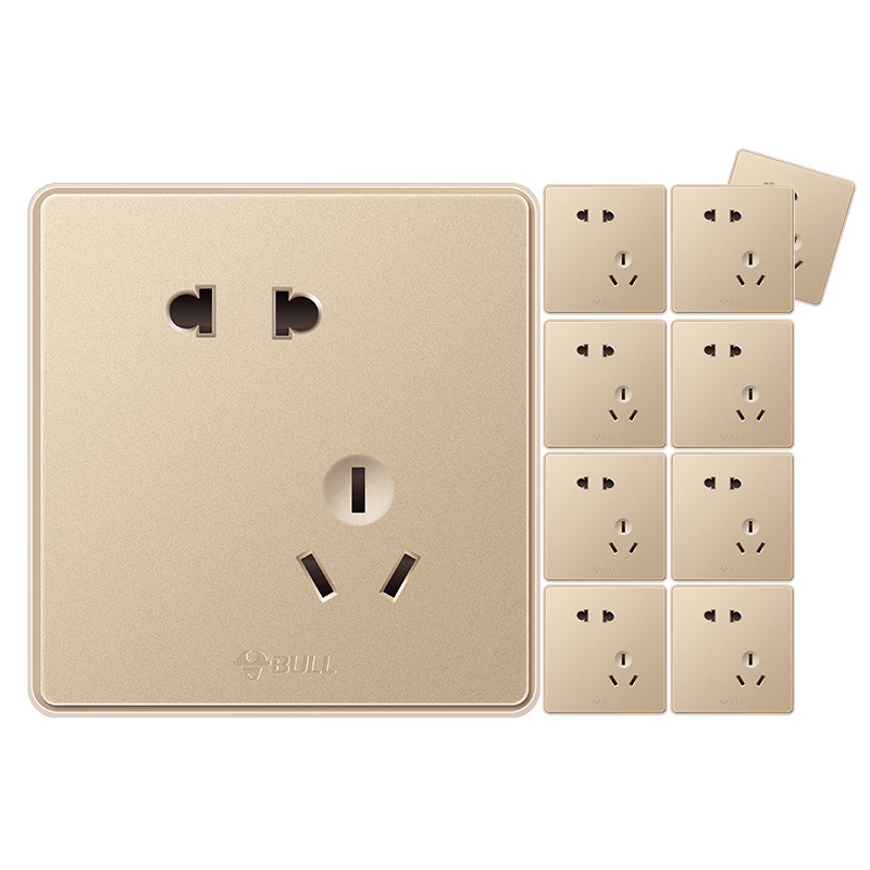 BULL) 开关插座面板 其他电源开关插座G18 玫瑰金斜五孔10支装系列 86型插座面板 五孔插座套装