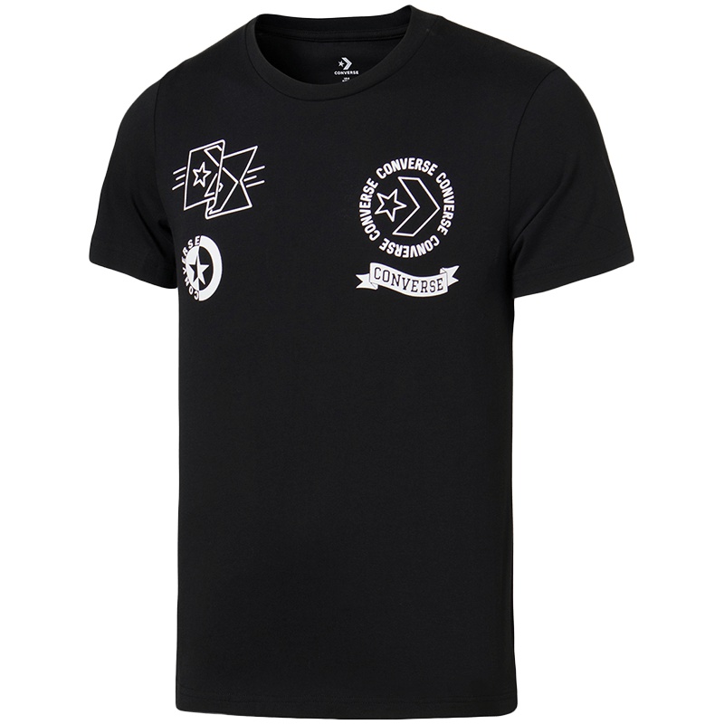 【自营】CONVERSE匡威男装短袖T恤圆领针织印花休闲上衣10008080-A01 L 10008080-A01黑色