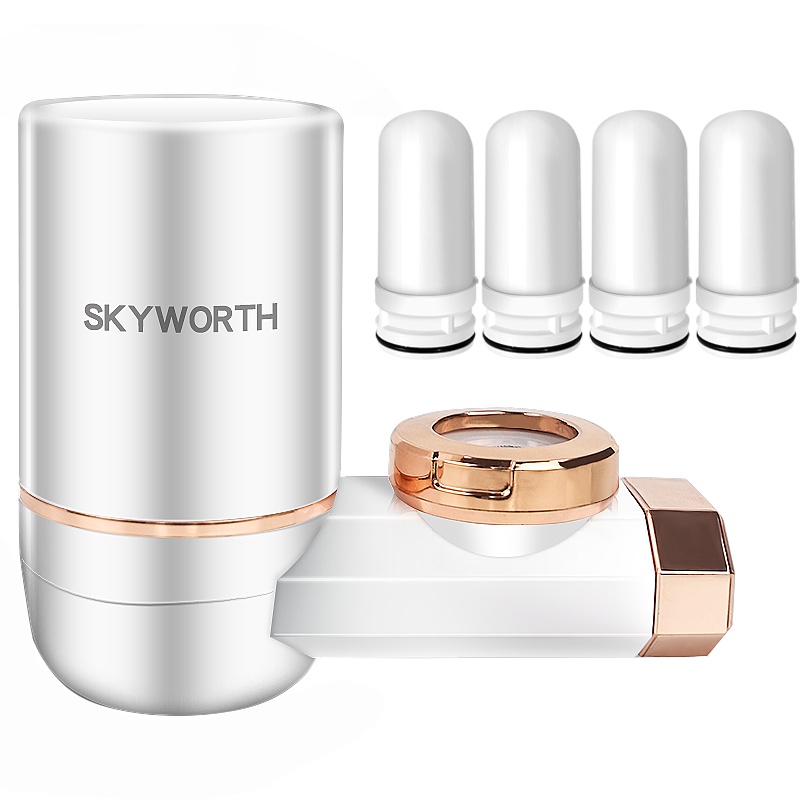 创维(Skyworth)净水龙头 水龙头净水器 家用厨房自来水过滤器净水机CW120K金色1机4芯赠1机1芯=2机5芯