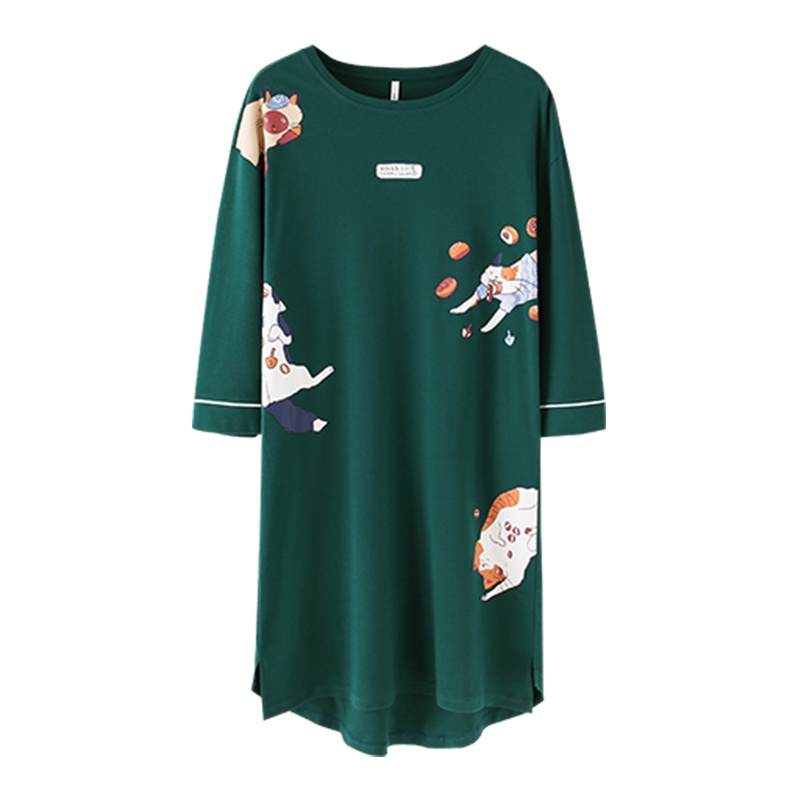 安之伴特卖纯棉双面针织素色长袖女裙C71C208