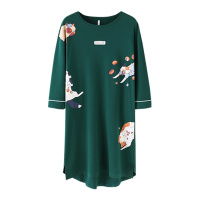 安之伴特卖纯棉双面针织素色长袖女裙C71C208