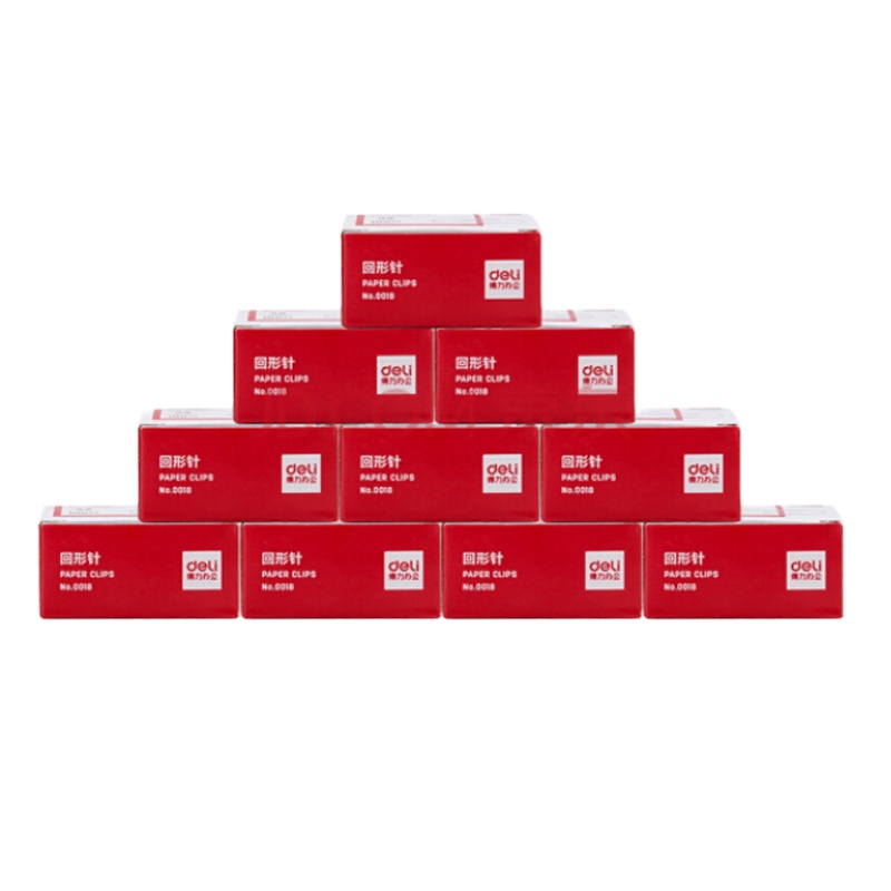 得力(deli) 0018回形针 3#金属回形针 镀镍防锈曲别针 100枚/盒 10盒装
