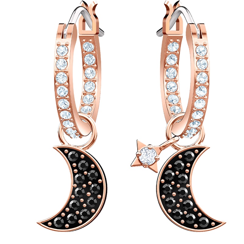 [直营]施华洛世奇(Swarovski) 人造水晶 月亮星星元素时尚优雅耳环 欧美风格 女士耳饰送恋人