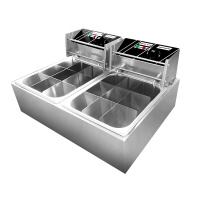 乐创(lecon) 关东煮锅机器燃气单双锅串串香机麻辣烫面炉电炸油炸炉商用煮面炉小吃设备 双头关东煮-220V电