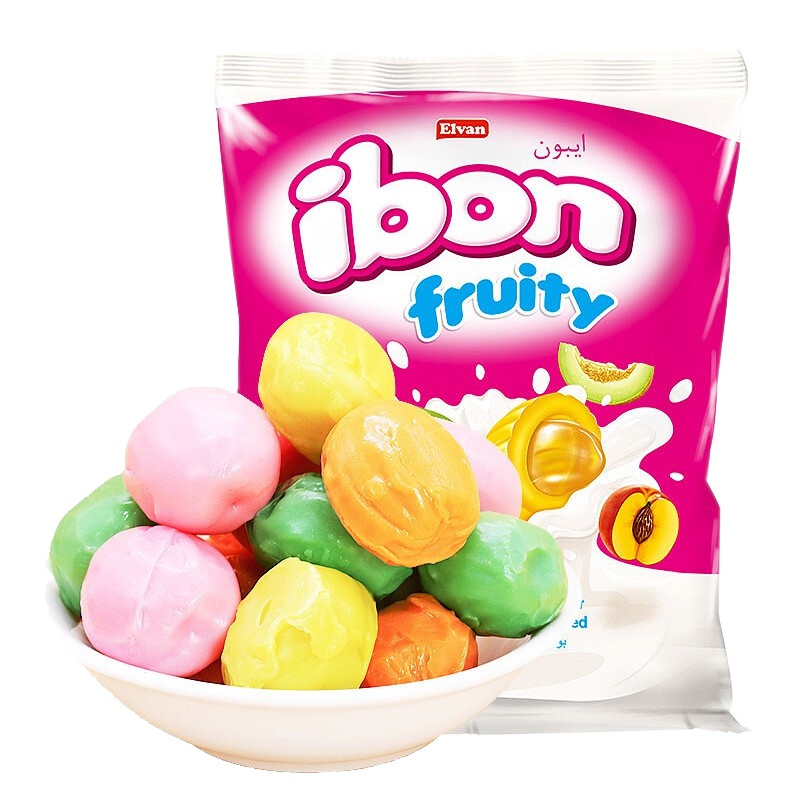 土耳其进口ELVAN夹心果汁味牛奶糖水果味硬糖90g袋装零食休闲小吃