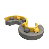 宏享布艺弧形沙发简约异形休闲时尚创意沙发商场大厅接待区会客s形沙发组合办公室个性沙发定制公司展厅医院