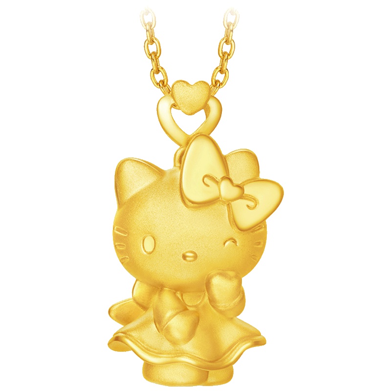 周大福HelloKitty凯蒂猫梦露款足金黄金吊坠R20539