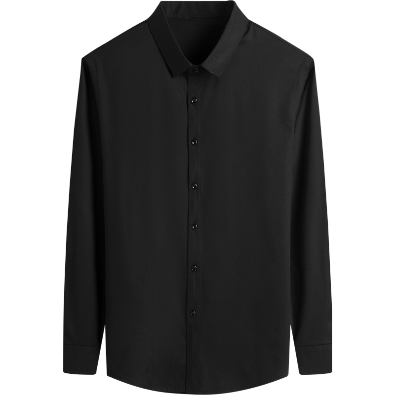 北极绒男士长袖衬衫春秋纯色衬衫韩版青年修身衬衣男