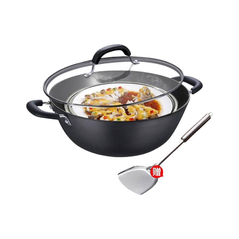 苏泊尔/SUPOR 双耳大炒锅FC34Y1深型精铸铁炒锅电磁炉,天燃气适用34CM