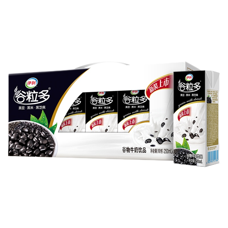 8月伊利 谷粒多 谷物牛奶饮品 黑谷牛奶 粗粮牛奶 12*250ml