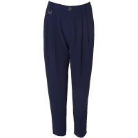 LIEDOW/蕾朵裤子女2019新款高腰九分休闲裤女修身时尚铅笔西装裤