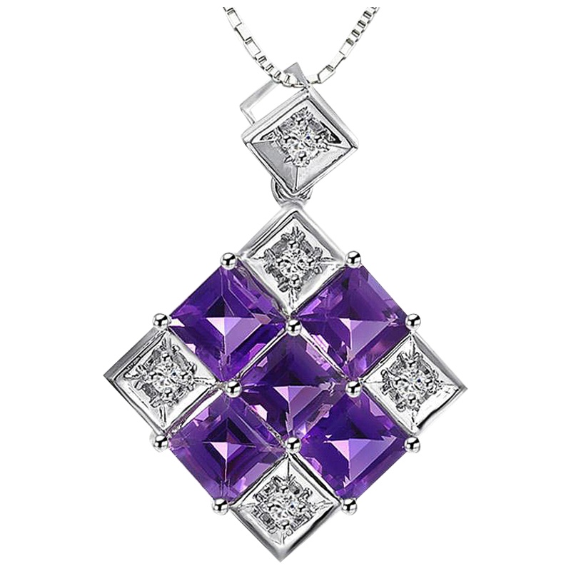 梦克拉Mkela 18K金紫水晶吊坠 紫色星盘 女士 日韩风格 吊坠 水晶