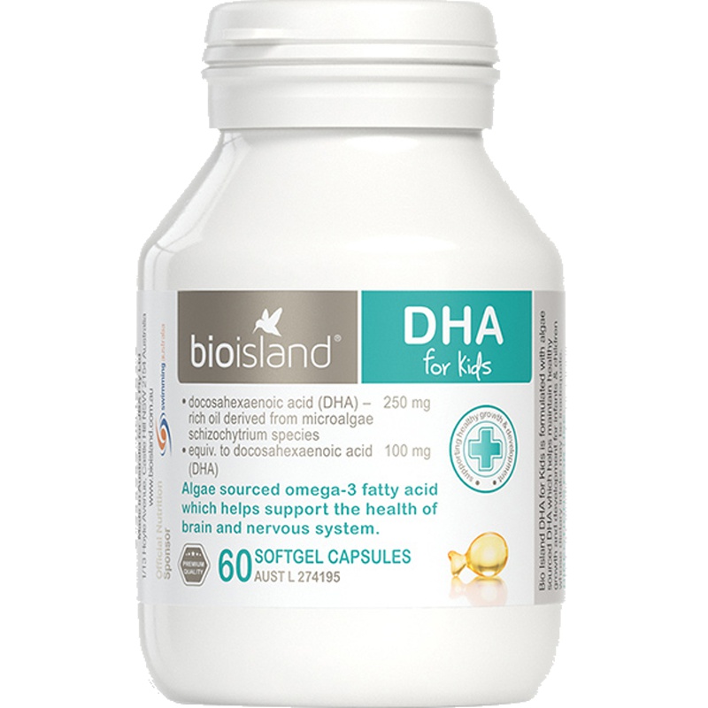 澳洲Bio Island比奥岛 海藻油 DHA 60粒 1瓶装 软胶囊 4周+婴幼儿宝宝孕妇成人适用 天然易吸收