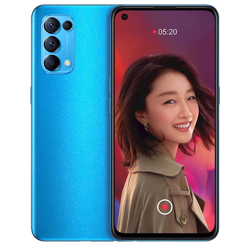 OPPO Reno5 5G 极光蓝 8GB+128GB 骁龙765G 6400万水光人像四摄 65W闪充 轻薄机身拍照美颜游戏智能手机