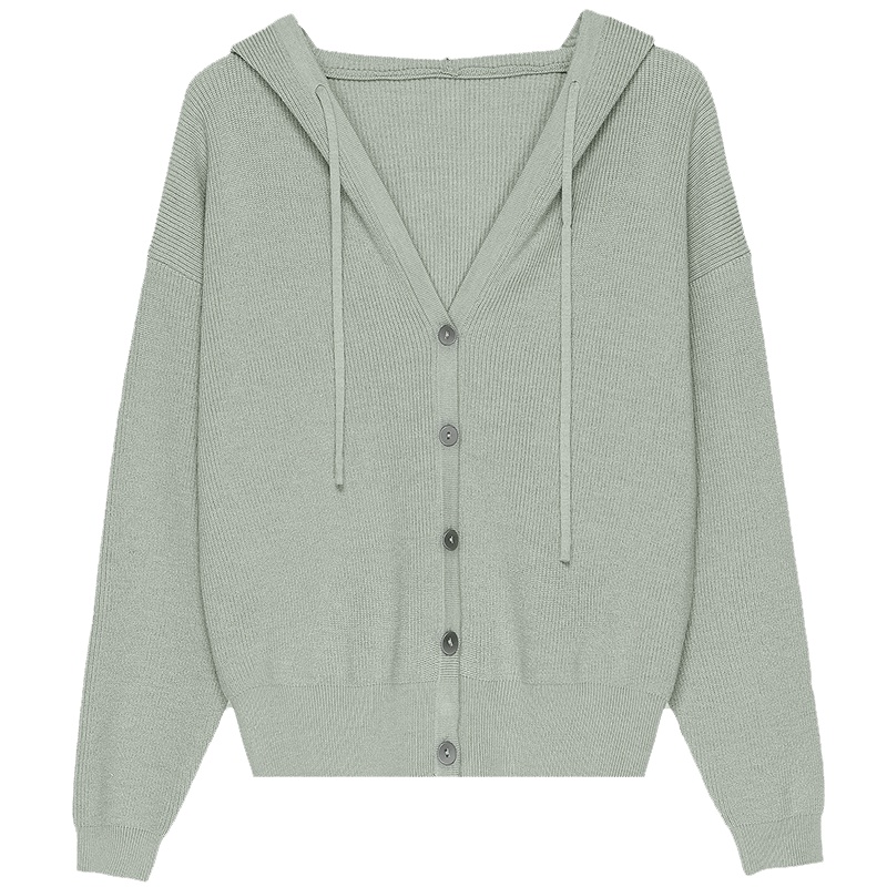 断码断色不退换 黑色90-120斤 牛油果绿连帽毛衣外套女2021秋冬新款长袖上衣毛线针织衫开衫外搭