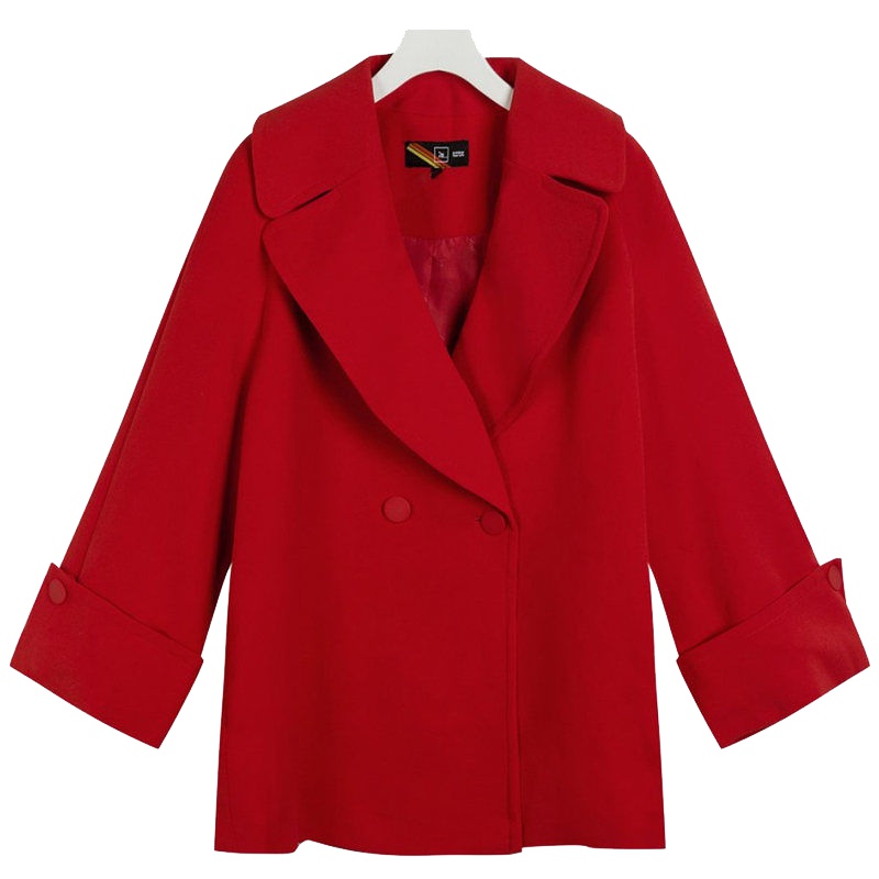 7M莫丽菲尔韩版小香风西装女春季新款双排扣西装领宽松长袖外套女70008025