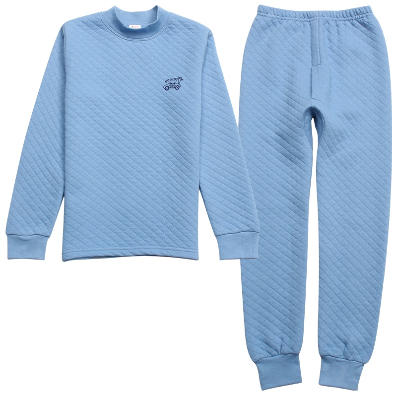 红豆（HODO）儿童保暖内衣套装男女中大童秋冬纯色中领秋衣秋裤套装加厚保暖三层夹棉空气层