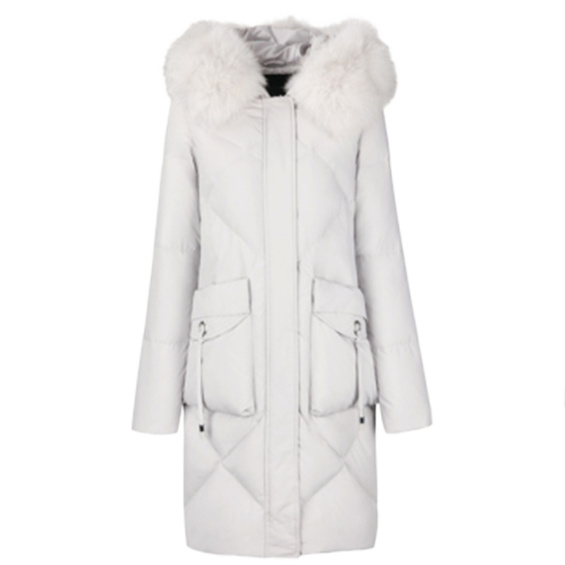 【专柜同款】气质羽绒服女2019冬季新款连帽韩版小众设计感中长款保暖毛领外套10022186