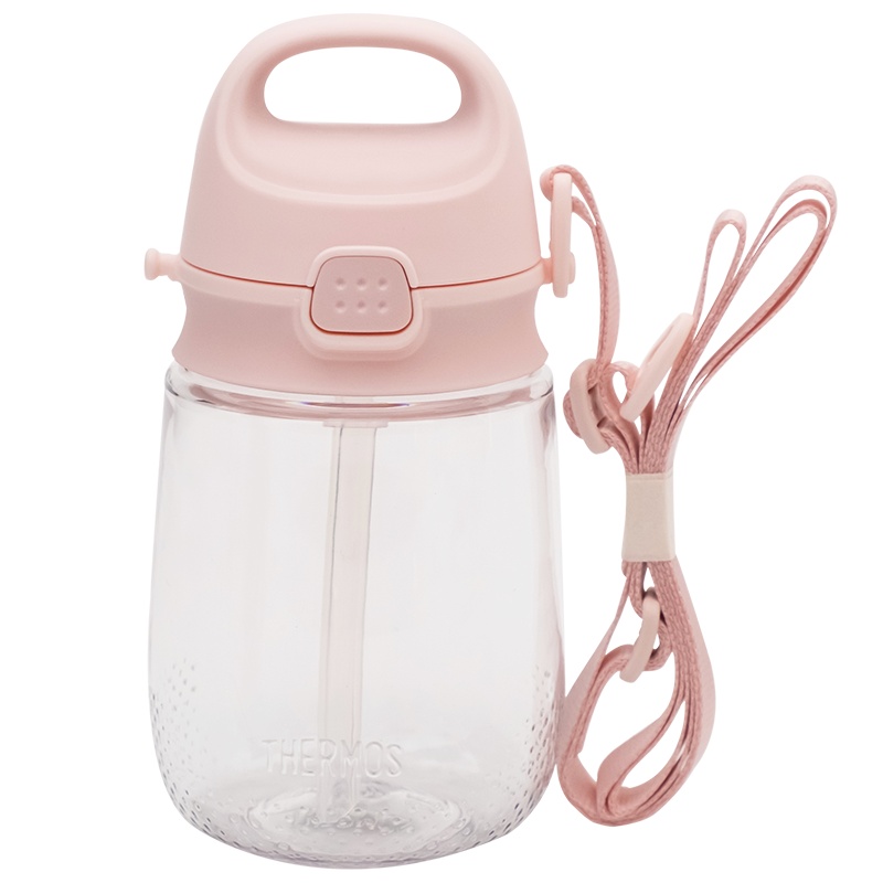 膳魔师(THERMOS)儿童夏季水杯宝宝学饮水杯可爱猪猪水杯PA材质儿童吸管塑料杯370ml BBSA-370