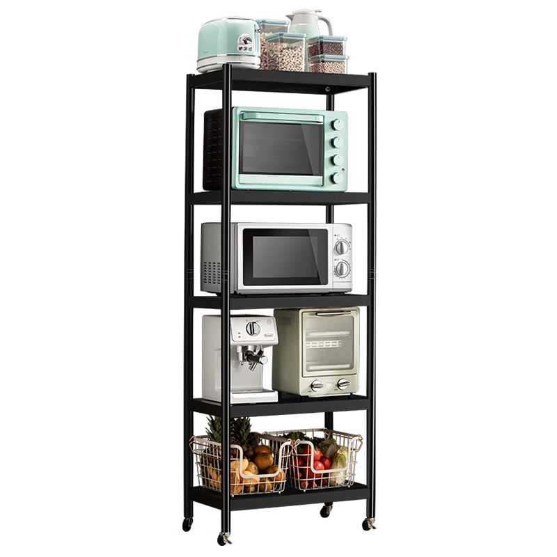 炊大皇 厨房四层黑石置物架2020新款微波炉架子落地架厨房用品储物架4层收纳架H500 160cm