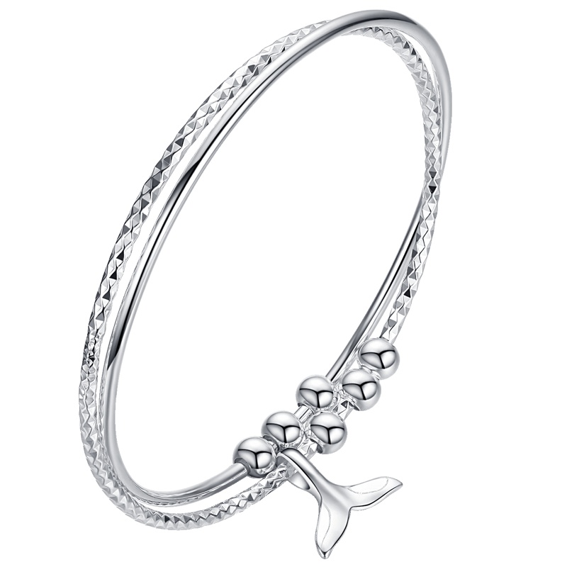 佰色传情(BRIR)S990纯银手镯女细圈多环实心银镯子女生手饰品银饰