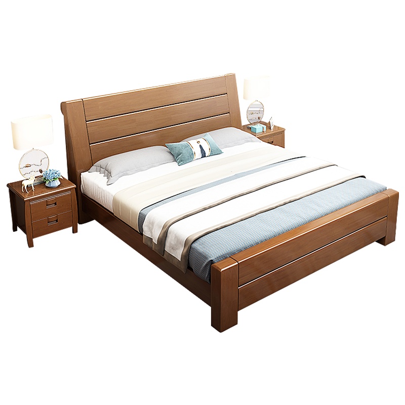 铭威盾实木床1.5米松木双人经济型现代简约深色1.8m出租房简易单人床1.2床架