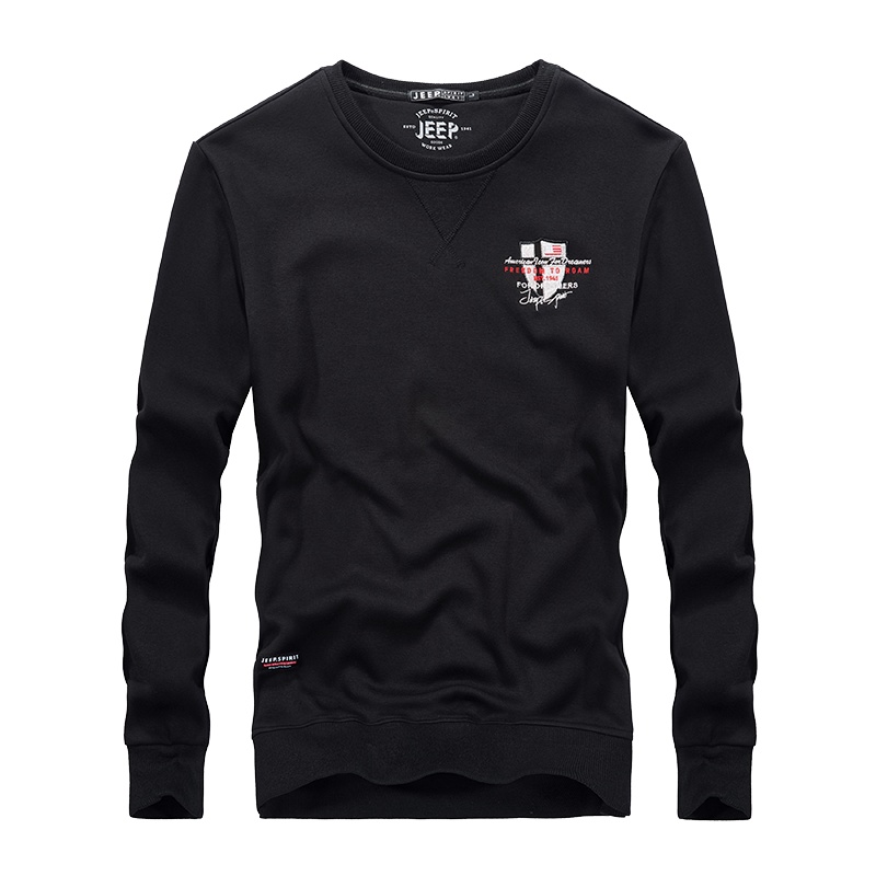 JEEP/吉普2019秋季新品男装卫衣男休闲简约圆领加绒长袖上衣FSM