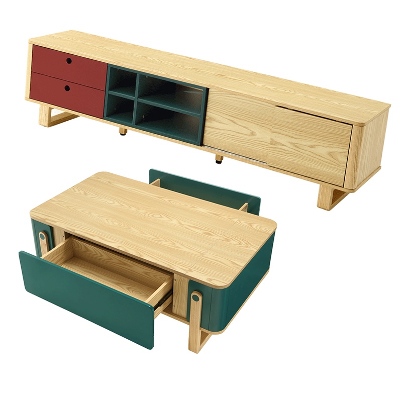 林氏木业北欧电视柜茶几组合套装现代简约小户型客厅成套家具FG1M