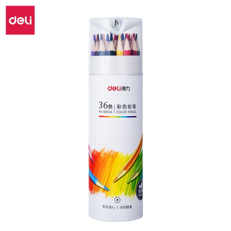 得力水溶性彩铅画笔彩笔油彩色铅笔专业画画套装手绘套装36色绘画绘图填色铅笔学生幼儿园美术用品68124